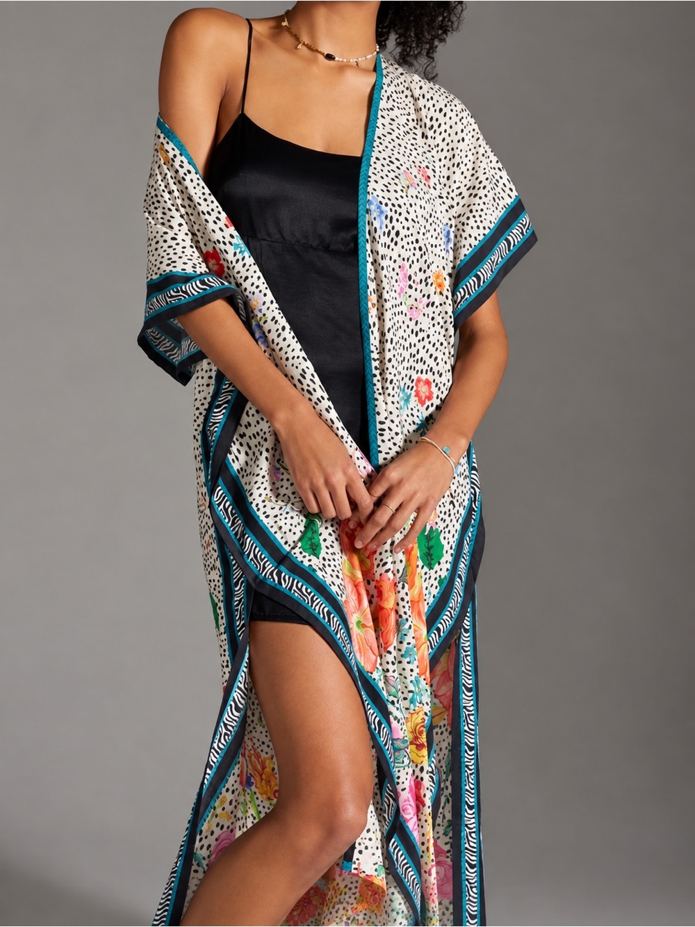 Maeve Anthropologie Floral Duster Kimono One Size Long Open Front
